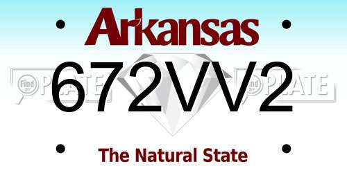 672VV2 Arkansas License Plate