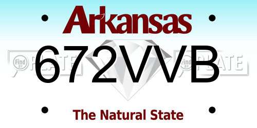 672VVB Arkansas License Plate