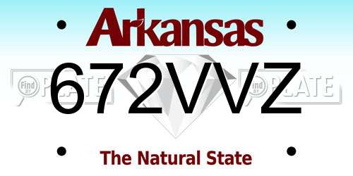 672VVZ Arkansas License Plate