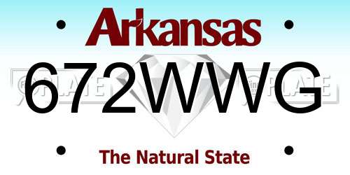 672WWG Arkansas License Plate