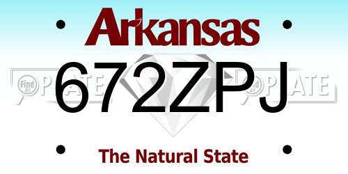 672ZPJ Arkansas License Plate