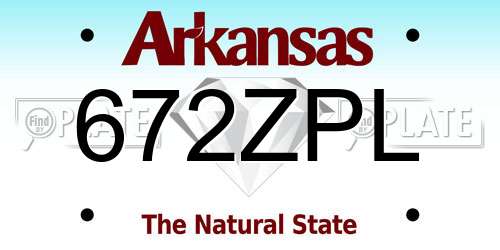 672ZPL Arkansas License Plate