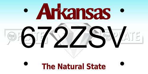 672ZSV Arkansas License Plate