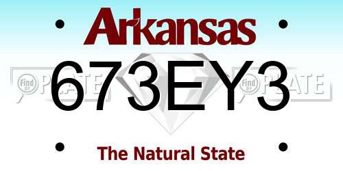 673EY3 Arkansas License Plate