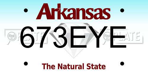 673EYE Arkansas License Plate