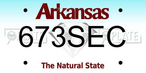 673SEC Arkansas License Plate