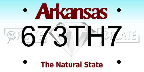 673TH7 Arkansas License Plate