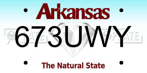 673UWY Arkansas License Plate