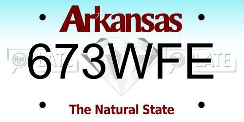 673WFE Arkansas License Plate