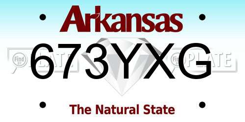 673YXG Arkansas License Plate