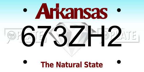 673ZH2 Arkansas License Plate