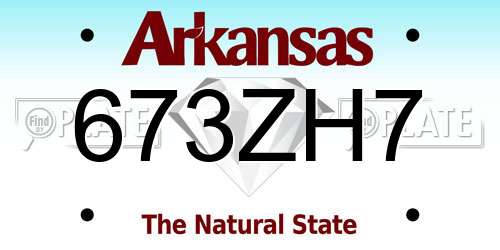 673ZH7 Arkansas License Plate