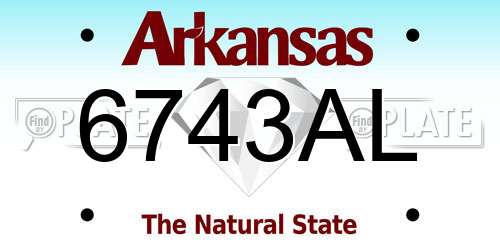 6743AL Arkansas License Plate