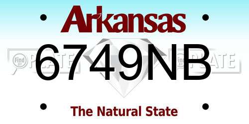 6749NB Arkansas License Plate