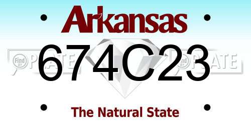 674C23 Arkansas License Plate
