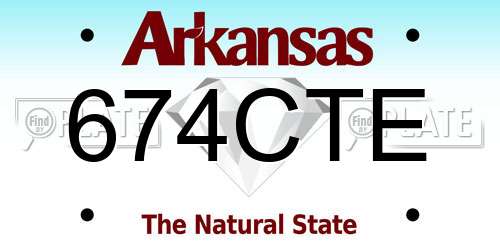 674CTE Arkansas License Plate