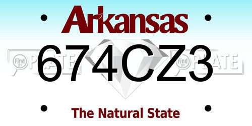 674CZ3 Arkansas License Plate