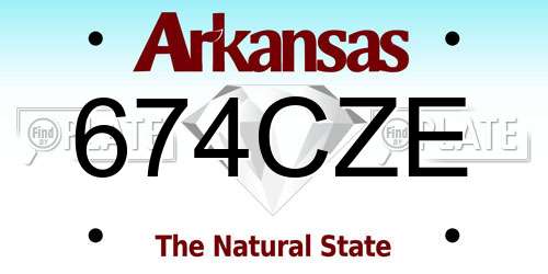 674CZE Arkansas License Plate