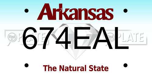 674EAL Arkansas License Plate