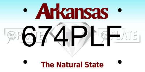 674PLF Arkansas License Plate