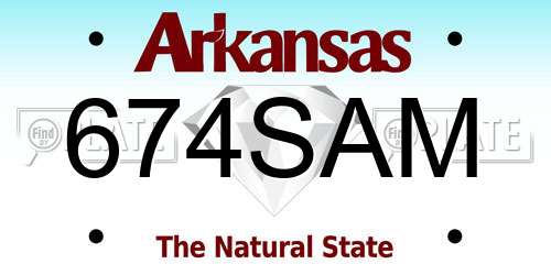 674SAM Arkansas License Plate