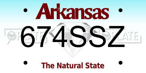 674SSZ Arkansas License Plate