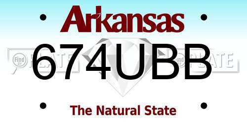 674UBB Arkansas License Plate