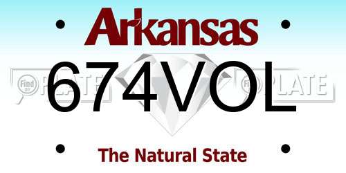 674VOL Arkansas License Plate