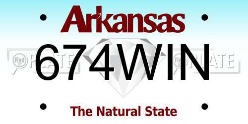 674WIN Arkansas License Plate