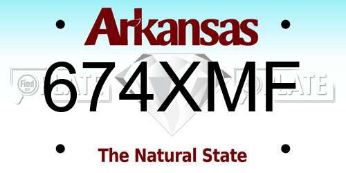 674XMF Arkansas License Plate