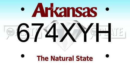 674XYH Arkansas License Plate
