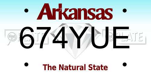 674YUE Arkansas License Plate