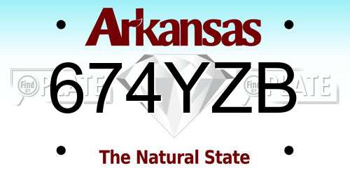 674YZB Arkansas License Plate