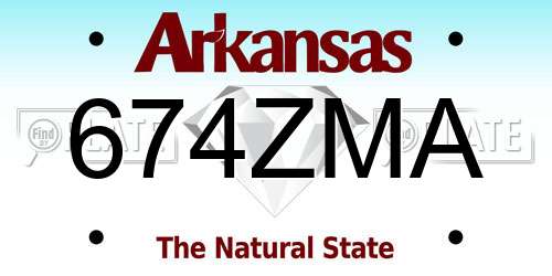 674ZMA Arkansas License Plate