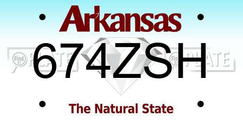 674ZSH Arkansas License Plate