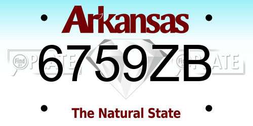 6759ZB Arkansas License Plate