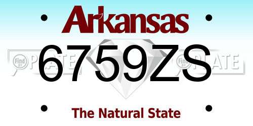 6759ZS Arkansas License Plate