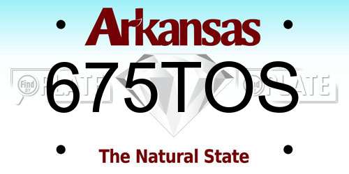 675TOS Arkansas License Plate