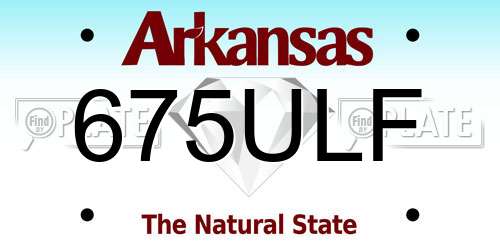 675ULF Arkansas License Plate