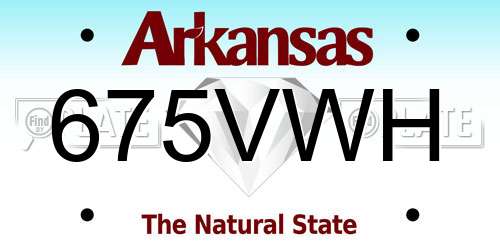 675VWH Arkansas License Plate