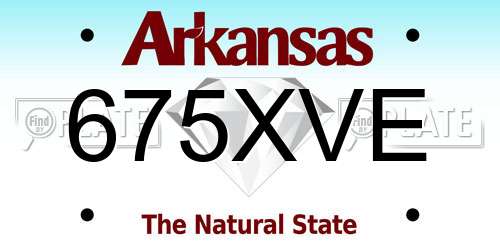 675XVE Arkansas License Plate