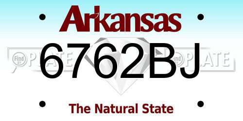 6762BJ Arkansas License Plate