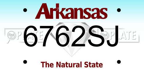 6762SJ Arkansas License Plate