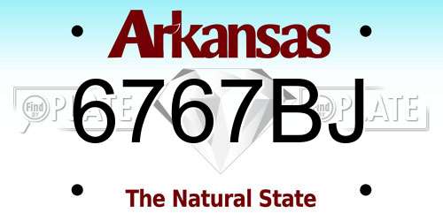 6767BJ Arkansas License Plate