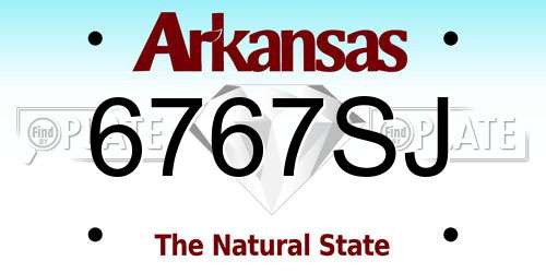 6767SJ Arkansas License Plate