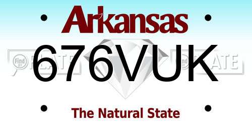 676VUK Arkansas License Plate