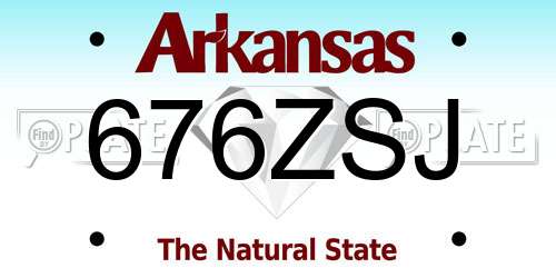 676ZSJ Arkansas License Plate