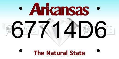 67714D6 Arkansas License Plate