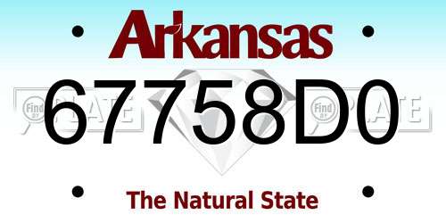 67758D0 Arkansas License Plate