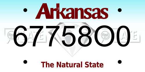 67758O0 Arkansas License Plate